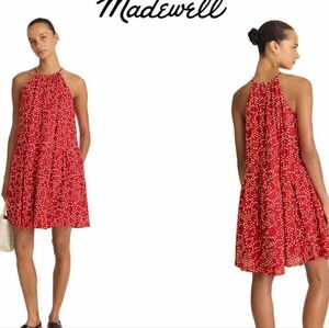 NWT Madewell Red White Polka Dot Halter Sleeveless Midi Dress Size Small